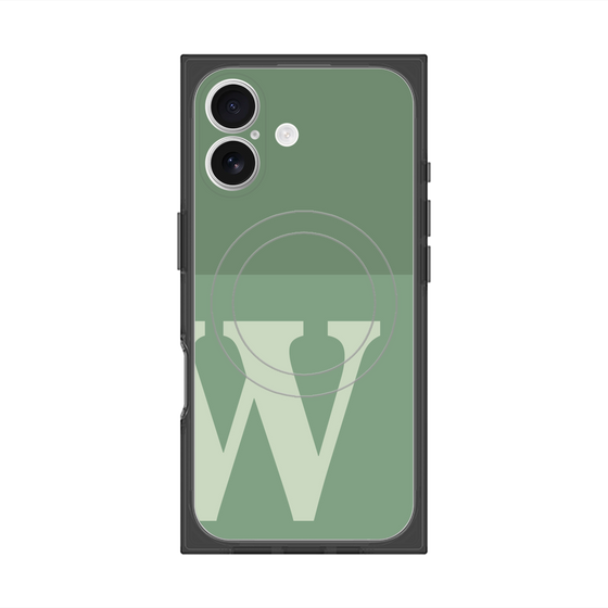 プレミアムスクエアケース with MagSafe［ オリジナル - initial two tone - W green ］