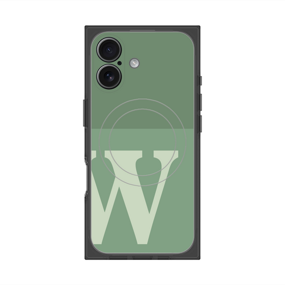 プレミアムスクエアケース with MagSafe［ オリジナル - initial two tone - W green ］