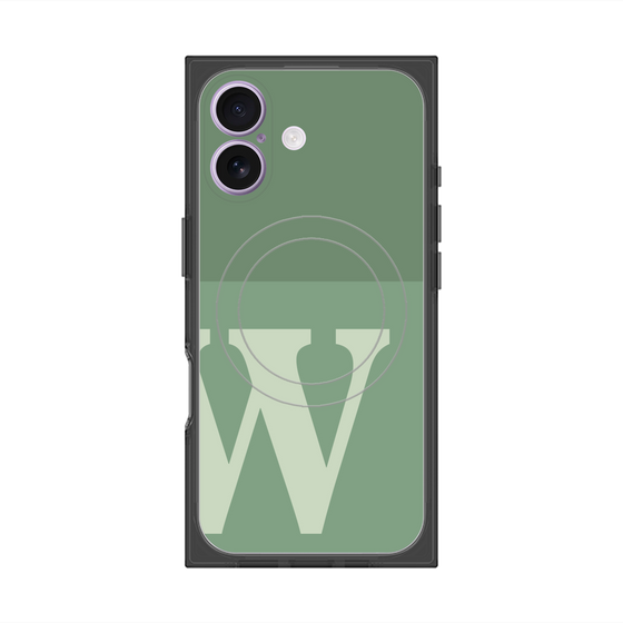 プレミアムスクエアケース with MagSafe［ オリジナル - initial two tone - W green ］
