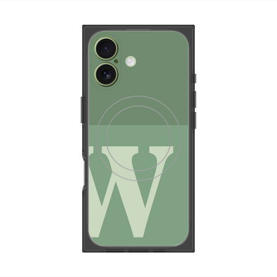 プレミアムスクエアケース with MagSafe［ オリジナル - initial two tone - W green ］