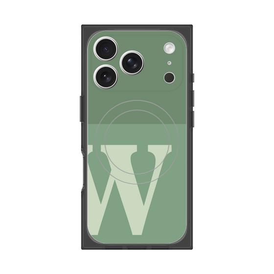 プレミアムスクエアケース with MagSafe［ オリジナル - initial two tone - W green ］