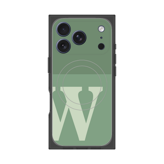 プレミアムスクエアケース with MagSafe［ オリジナル - initial two tone - W green ］