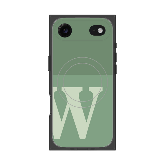 プレミアムスクエアケース with MagSafe［ オリジナル - initial two tone - W green ］