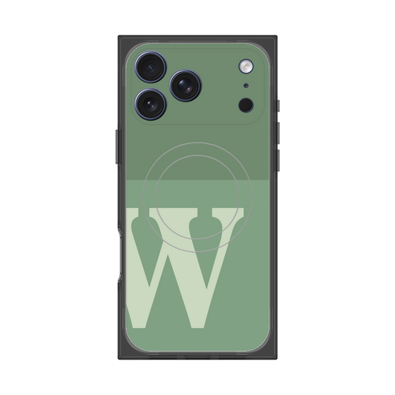 プレミアムスクエアケース with MagSafe［ オリジナル - initial two tone - W green ］