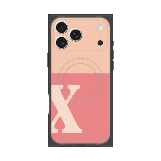 プレミアムスクエアケース with MagSafe［ オリジナル - initial two tone - X pink ］
