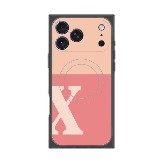 プレミアムスクエアケース with MagSafe［ オリジナル - initial two tone - X pink ］