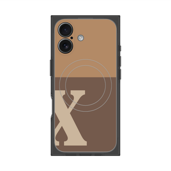 プレミアムスクエアケース with MagSafe［ オリジナル - initial two tone - X brown ］