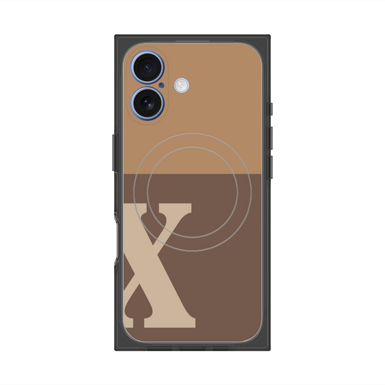 プレミアムスクエアケース with MagSafe［ オリジナル - initial two tone - X brown ］