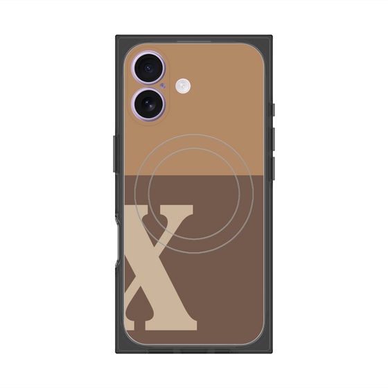 プレミアムスクエアケース with MagSafe［ オリジナル - initial two tone - X brown ］