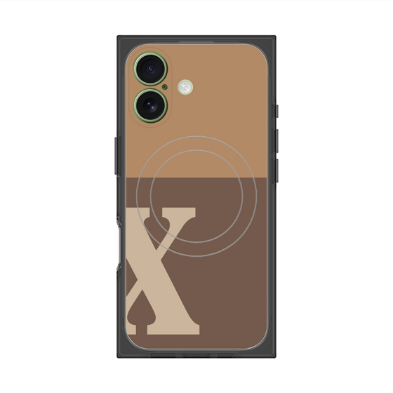 プレミアムスクエアケース with MagSafe［ オリジナル - initial two tone - X brown ］