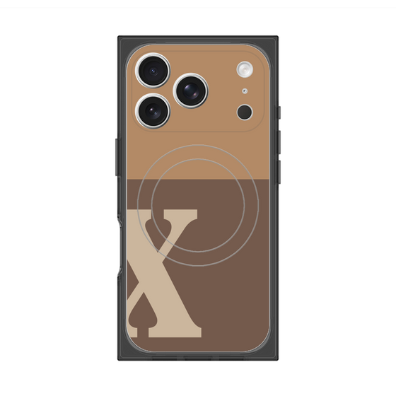 プレミアムスクエアケース with MagSafe［ オリジナル - initial two tone - X brown ］