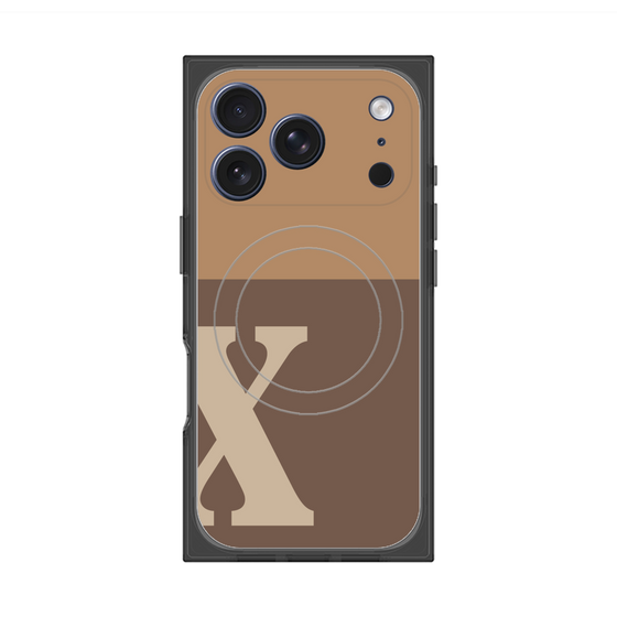 プレミアムスクエアケース with MagSafe［ オリジナル - initial two tone - X brown ］