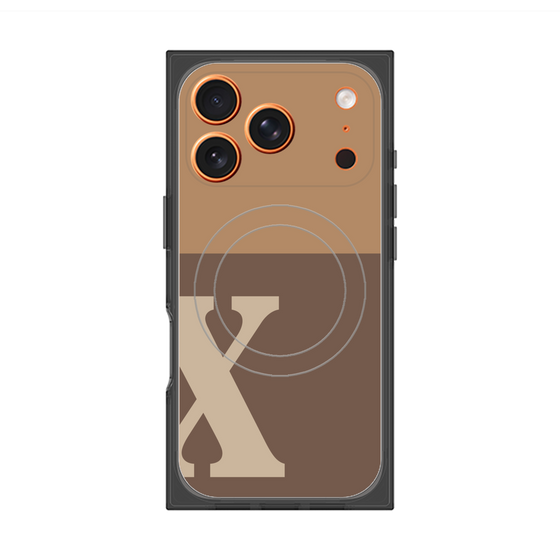 プレミアムスクエアケース with MagSafe［ オリジナル - initial two tone - X brown ］