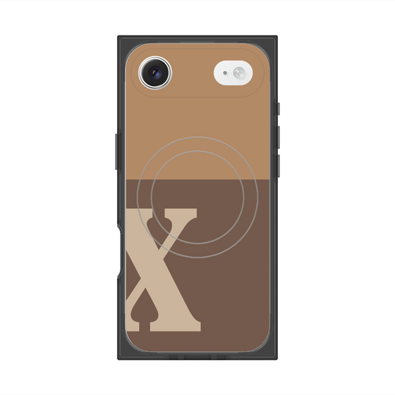 プレミアムスクエアケース with MagSafe［ オリジナル - initial two tone - X brown ］