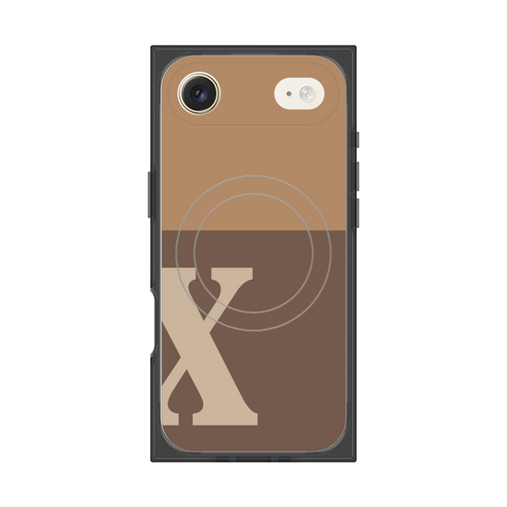 プレミアムスクエアケース with MagSafe［ オリジナル - initial two tone - X brown ］