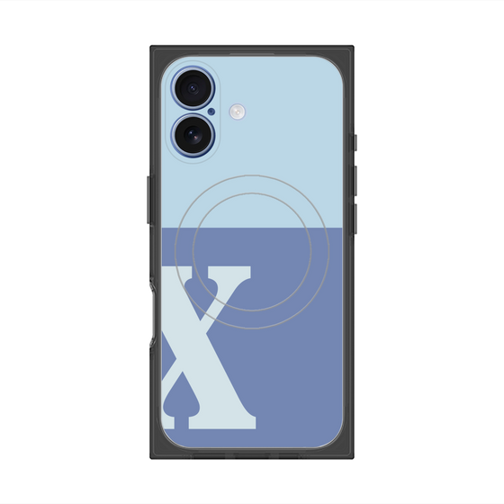 プレミアムスクエアケース with MagSafe［ オリジナル - initial two tone - X blue ］