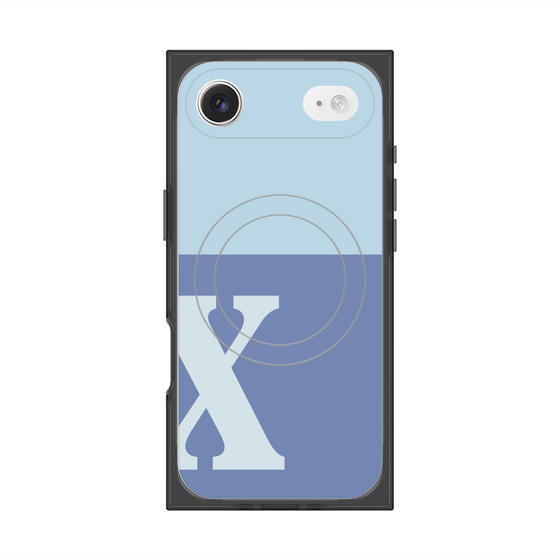プレミアムスクエアケース with MagSafe［ オリジナル - initial two tone - X blue ］