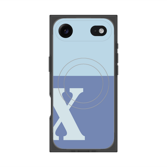プレミアムスクエアケース with MagSafe［ オリジナル - initial two tone - X blue ］