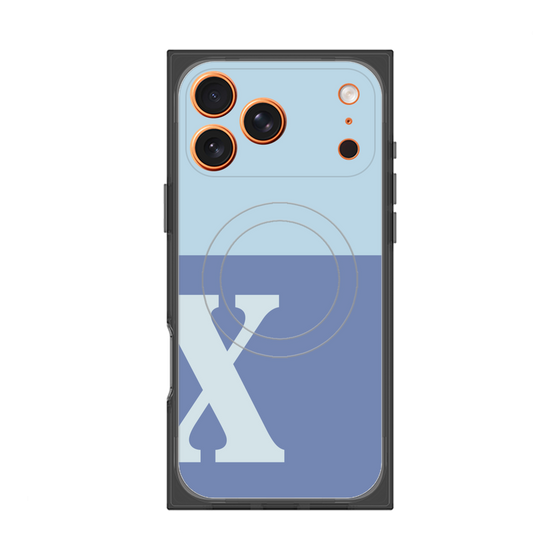 プレミアムスクエアケース with MagSafe［ オリジナル - initial two tone - X blue ］