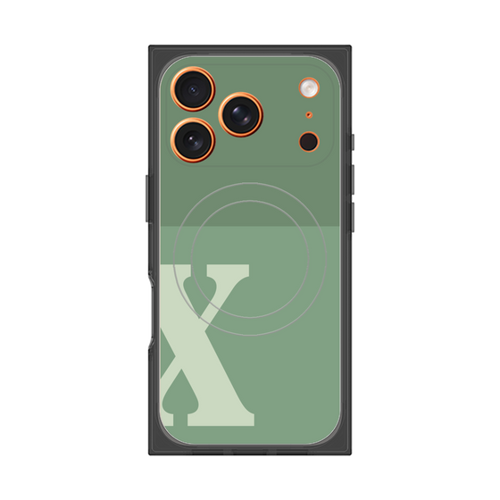 プレミアムスクエアケース with MagSafe［ オリジナル - initial two tone - X green ］