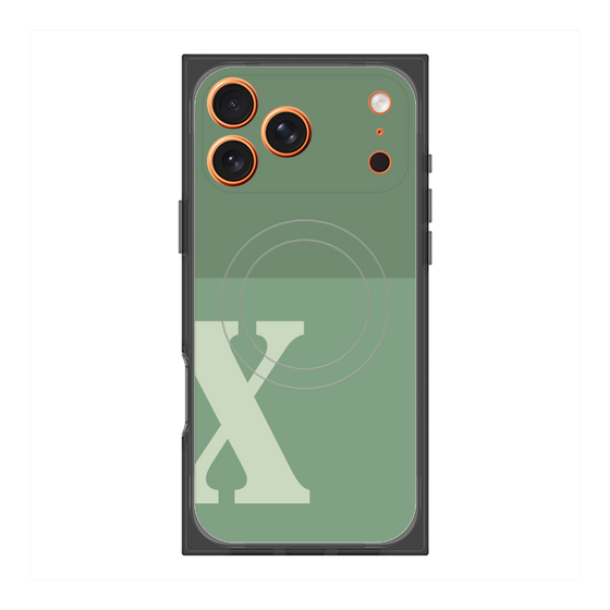 プレミアムスクエアケース with MagSafe［ オリジナル - initial two tone - X green ］