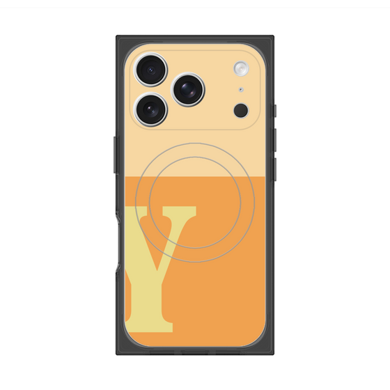プレミアムスクエアケース with MagSafe［ オリジナル - initial two tone - Y orange ］