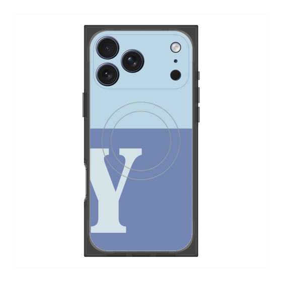 プレミアムスクエアケース with MagSafe［ オリジナル - initial two tone - Y blue ］