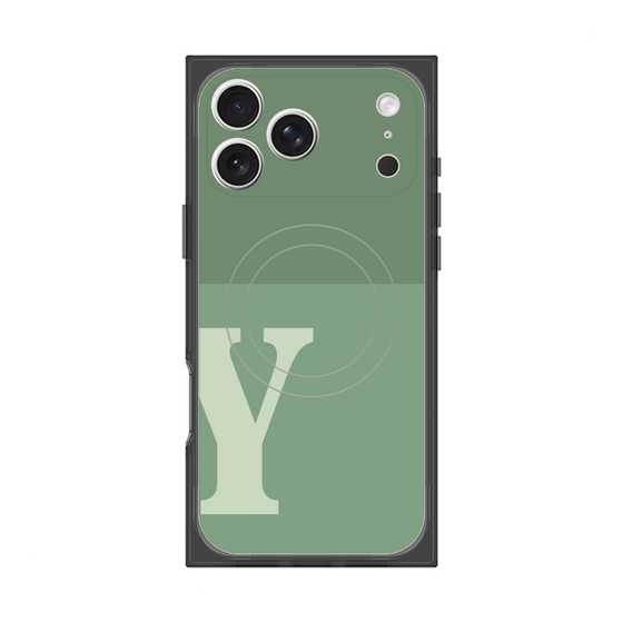 プレミアムスクエアケース with MagSafe［ オリジナル - initial two tone - Y green ］