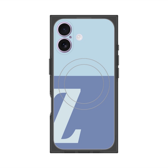 プレミアムスクエアケース with MagSafe［ オリジナル - initial two tone - Z blue ］