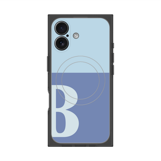 プレミアムスクエアケース with MagSafe［ オリジナル - initial two tone - B blue ］