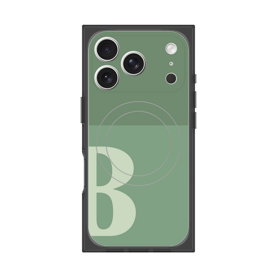 プレミアムスクエアケース with MagSafe［ オリジナル - initial two tone - B green ］