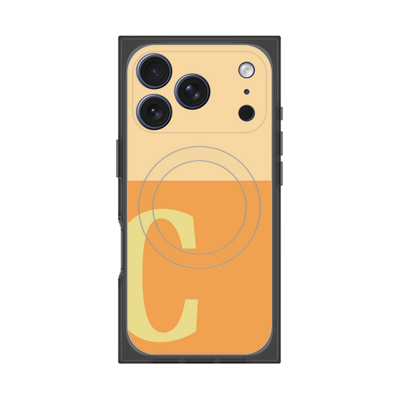 プレミアムスクエアケース with MagSafe［ オリジナル - initial two tone - C orange ］