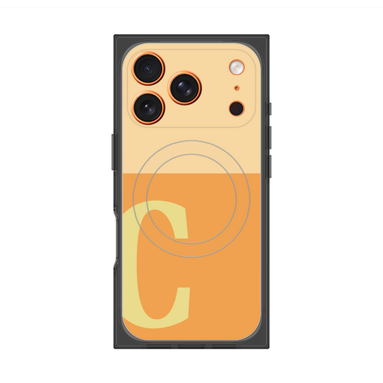 プレミアムスクエアケース with MagSafe［ オリジナル - initial two tone - C orange ］