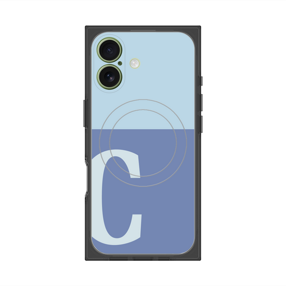 プレミアムスクエアケース with MagSafe［ オリジナル - initial two tone - C blue ］