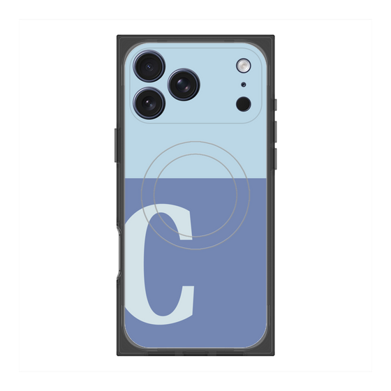 プレミアムスクエアケース with MagSafe［ オリジナル - initial two tone - C blue ］