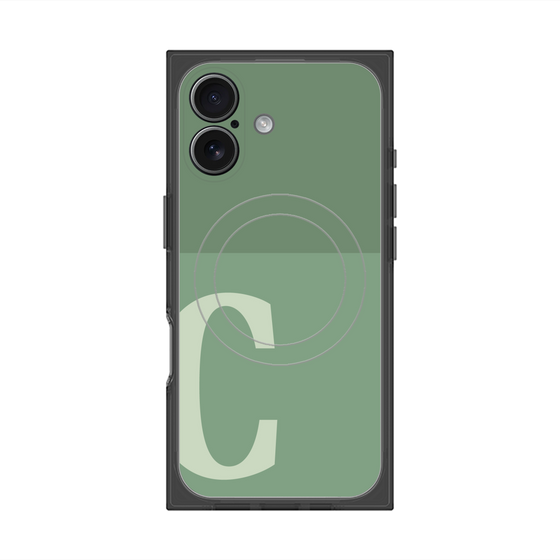 プレミアムスクエアケース with MagSafe［ オリジナル - initial two tone - C green ］