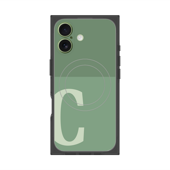 プレミアムスクエアケース with MagSafe［ オリジナル - initial two tone - C green ］