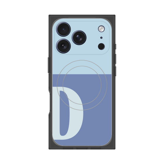 プレミアムスクエアケース with MagSafe［ オリジナル - initial two tone - D blue ］
