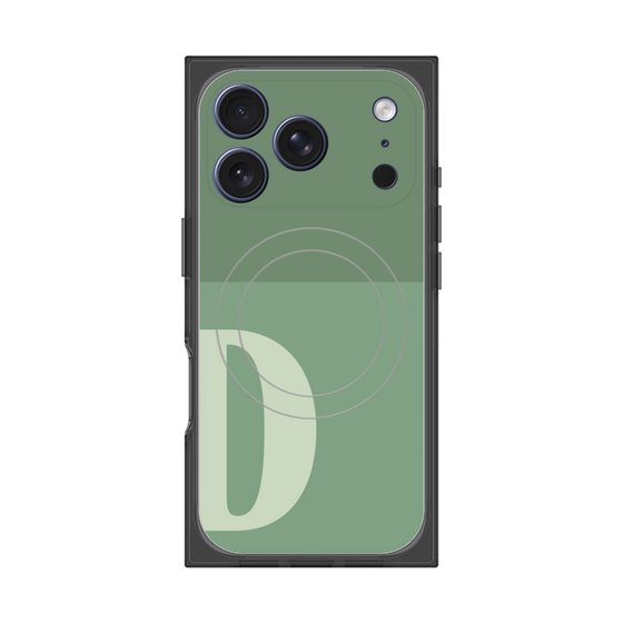 プレミアムスクエアケース with MagSafe［ オリジナル - initial two tone - D green ］