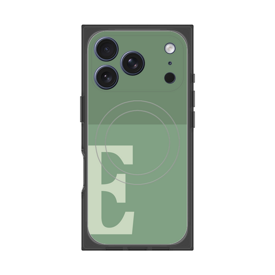 プレミアムスクエアケース with MagSafe［ オリジナル - initial two tone - E green ］