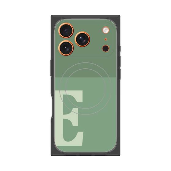 プレミアムスクエアケース with MagSafe［ オリジナル - initial two tone - E green ］