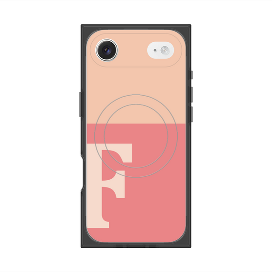 プレミアムスクエアケース with MagSafe［ オリジナル - initial two tone - F pink ］