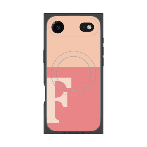 プレミアムスクエアケース with MagSafe［ オリジナル - initial two tone - F pink ］