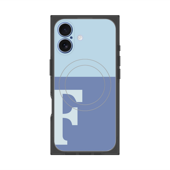 プレミアムスクエアケース with MagSafe［ オリジナル - initial two tone - F blue ］