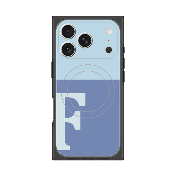 プレミアムスクエアケース with MagSafe［ オリジナル - initial two tone - F blue ］