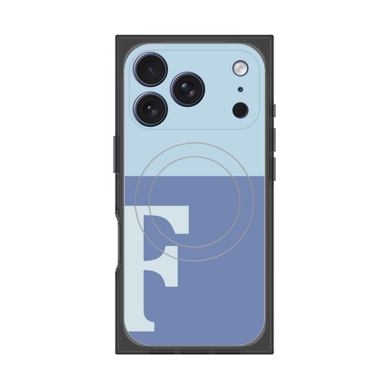 プレミアムスクエアケース with MagSafe［ オリジナル - initial two tone - F blue ］