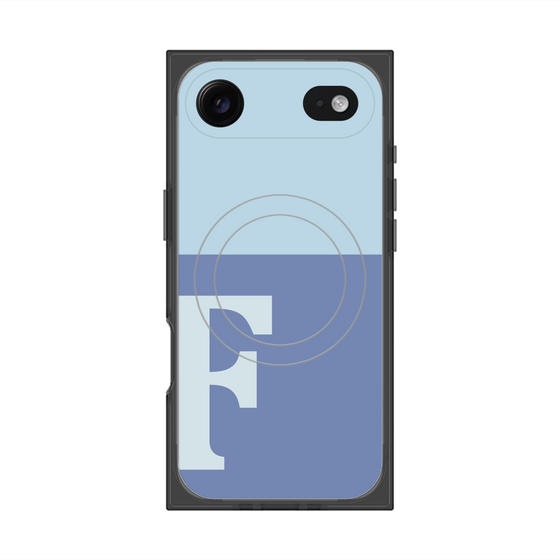 プレミアムスクエアケース with MagSafe［ オリジナル - initial two tone - F blue ］
