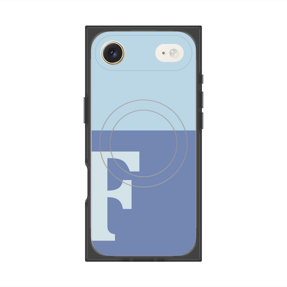 プレミアムスクエアケース with MagSafe［ オリジナル - initial two tone - F blue ］