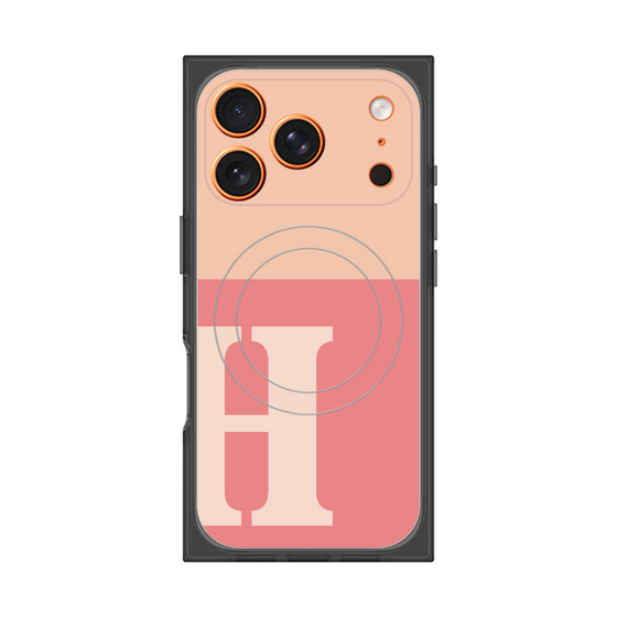 プレミアムスクエアケース with MagSafe［ オリジナル - initial two tone - H pink ］