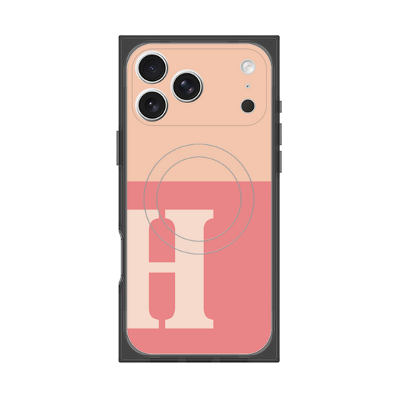 プレミアムスクエアケース with MagSafe［ オリジナル - initial two tone - H pink ］